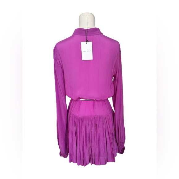 Purple Silk Mini Dress Karina Grimaldi Constance Solid Women Size XS Sm NO BELT - Picture 4 of 16